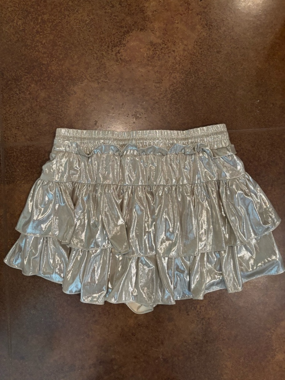 Shimmery Silver Tiered Ruffle Mini Skirt - Women's Medium